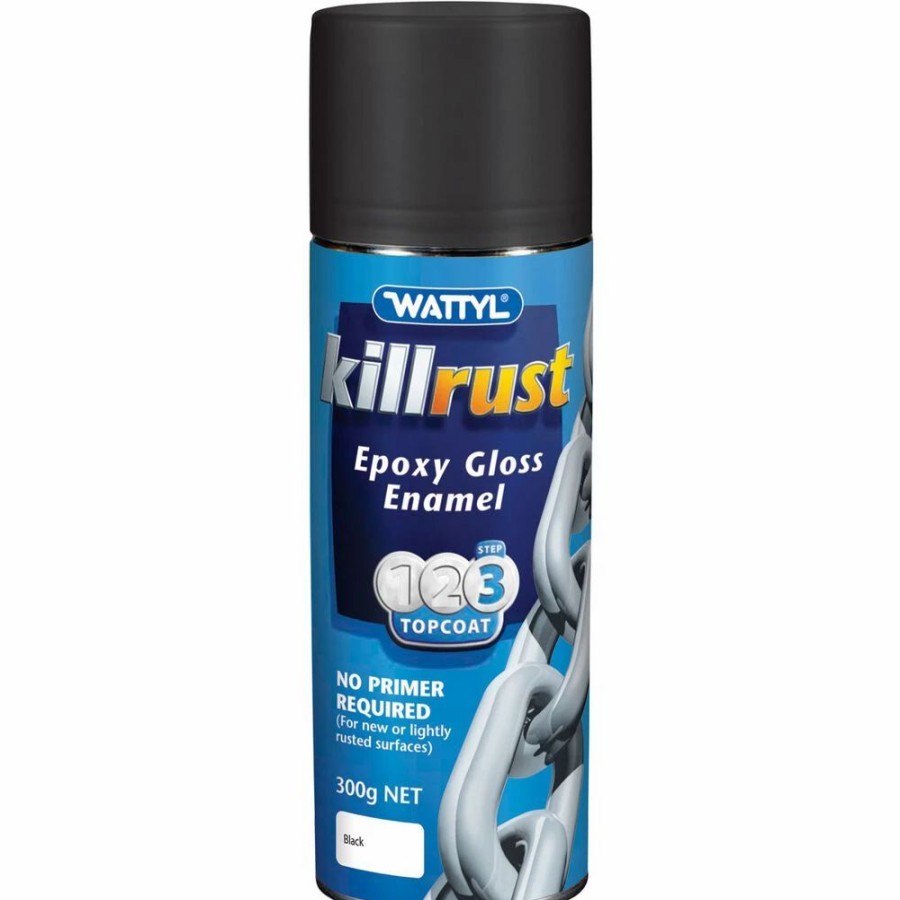 Automotive & Specialty Paints * | Wattyl Killrust Epoxy Gloss Enamel Aerosol Paint, Black 300G