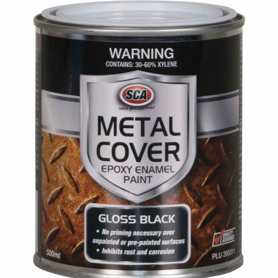 Automotive & Specialty Paints * | Sca Metal Cover Enamel Rust Paint, Gloss Black 500Ml